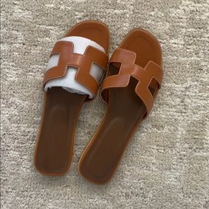 Hermès Gold Brown Oran Oasis Dupe Sandal
